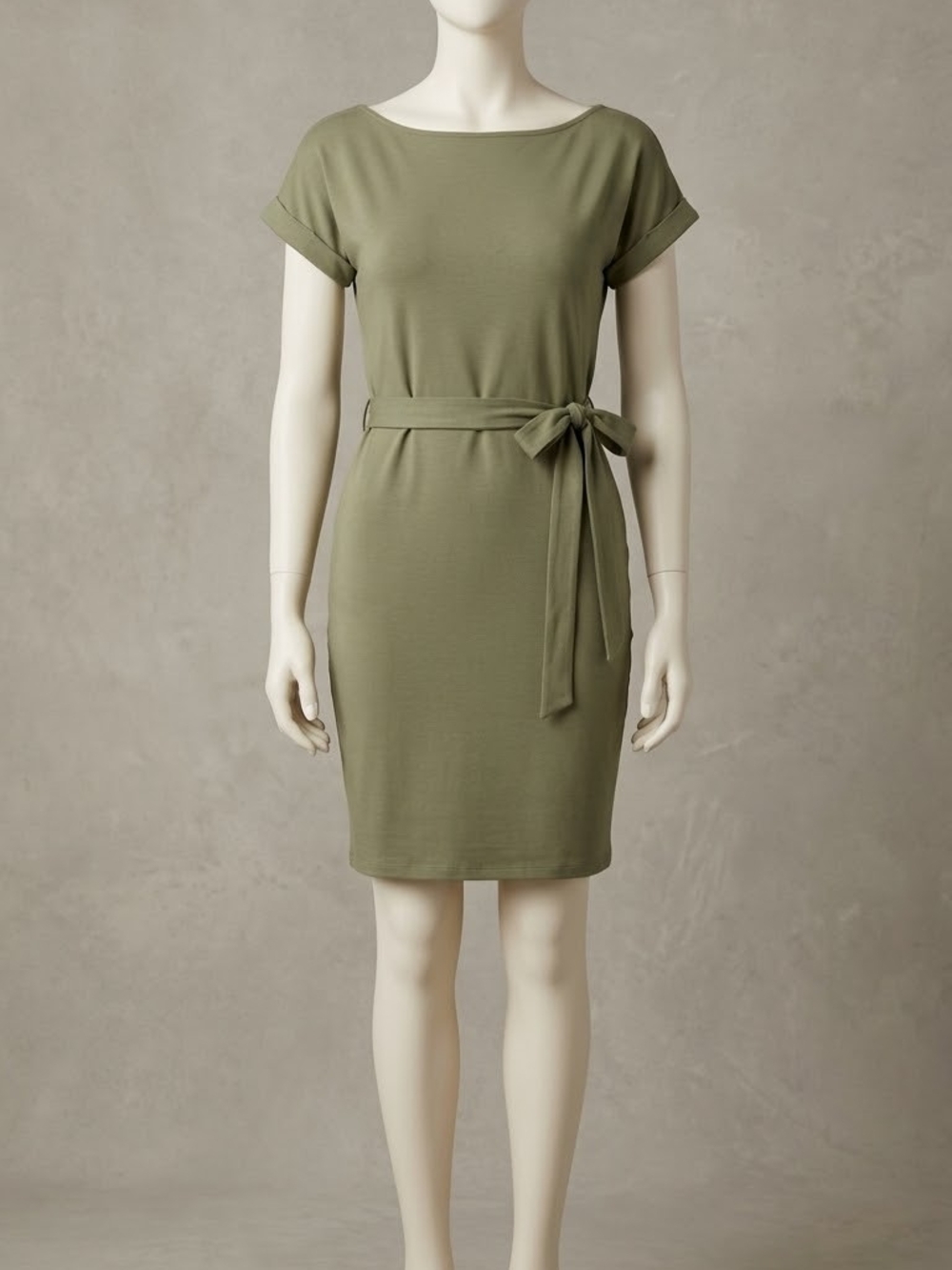 Olive Belted Sheath Dress